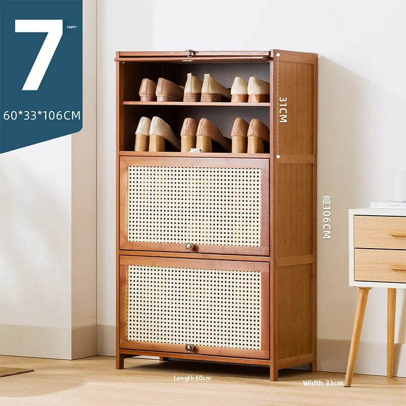 Imitation rattan woven shoe cabinet, simple shoe rack at the door of the home, economical storage, multi-layer dust-proof Oasis Select Seven floors 60 long