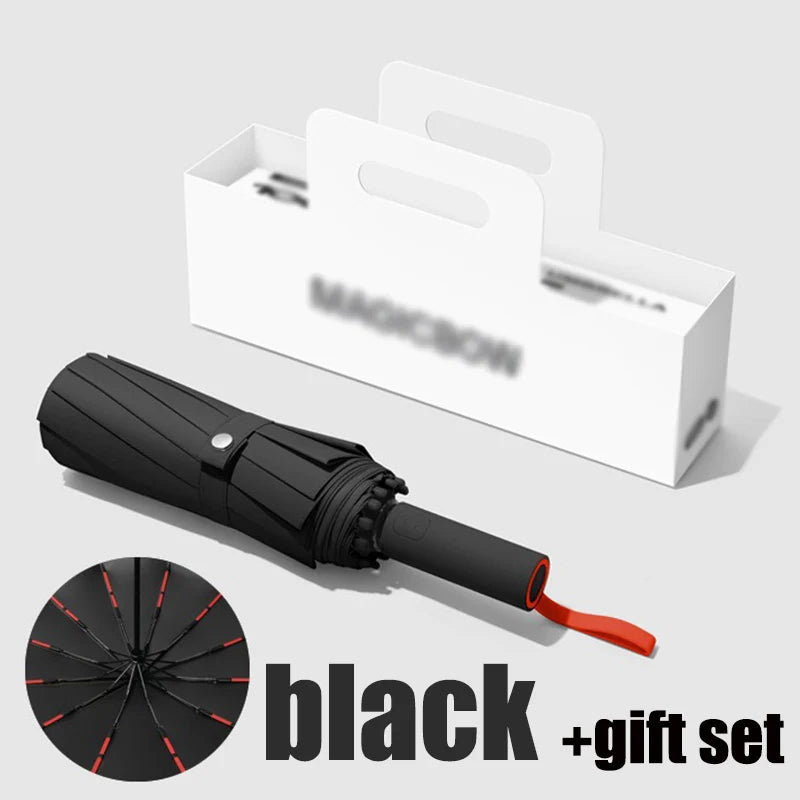 Fully automatic folding umbrella is sturdy and durable suitable for both sunny and rainy days is suitable for both men and women Oasis Select Black 12K