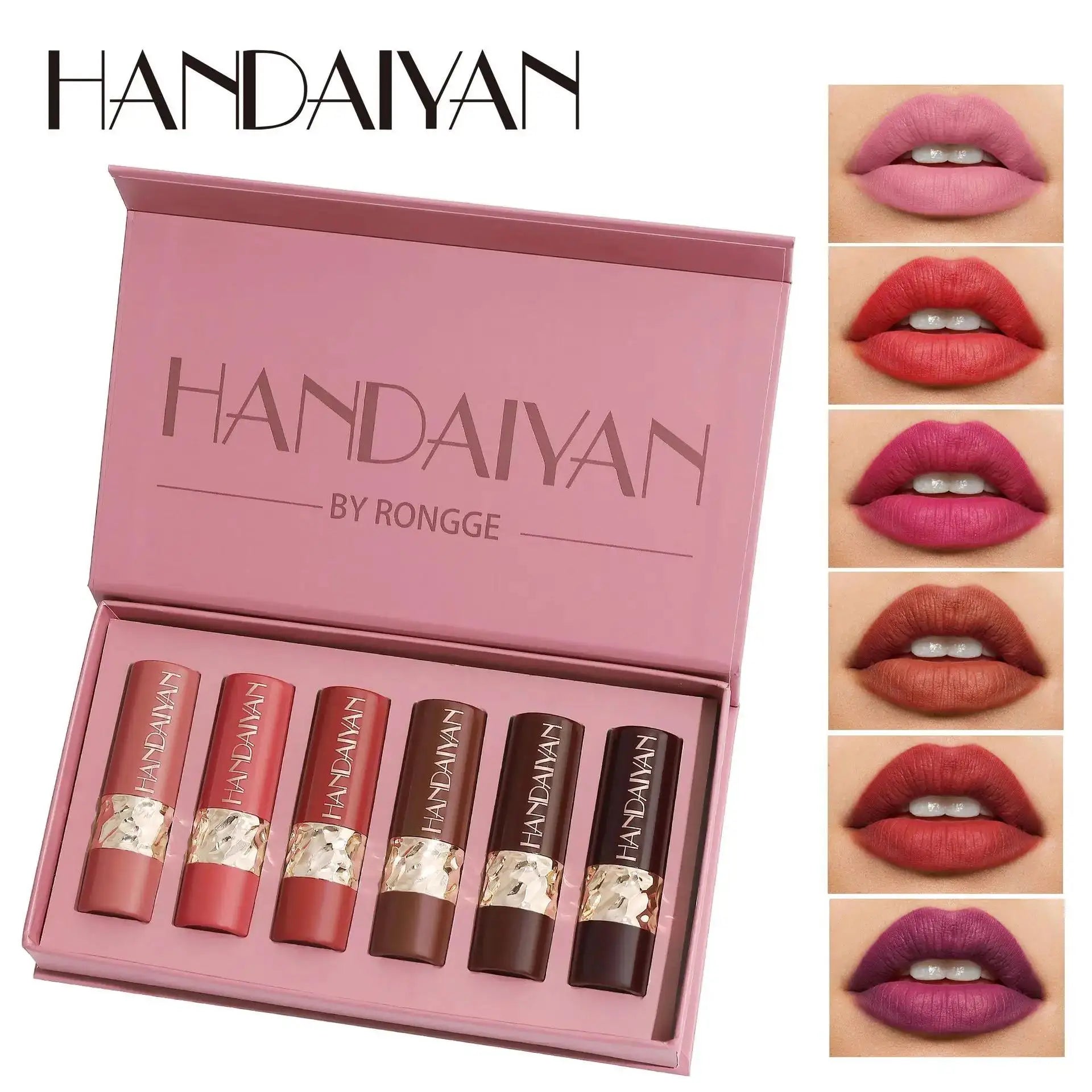 Handaiyan 6-Piece Velvet Matte Lipstick Set | Long-Lasting Gift Box