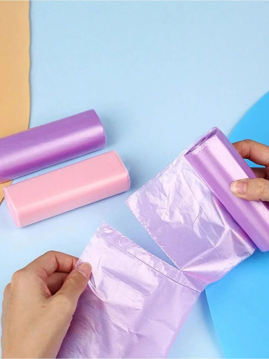 5rolls/pack Multiple Colors Portable Plain Garbage Trash Bag Garbage Can Liners For Bathroom Restroom Bedroom Office Toilet Oasis Select