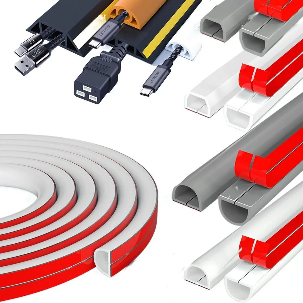 PVC Soft Rubber Trapezoidal Trunking Self-Adhesive Floor Cord Cover Anti-extrusion Extension Wiring Duct Protector Cable Cover Oasis Select