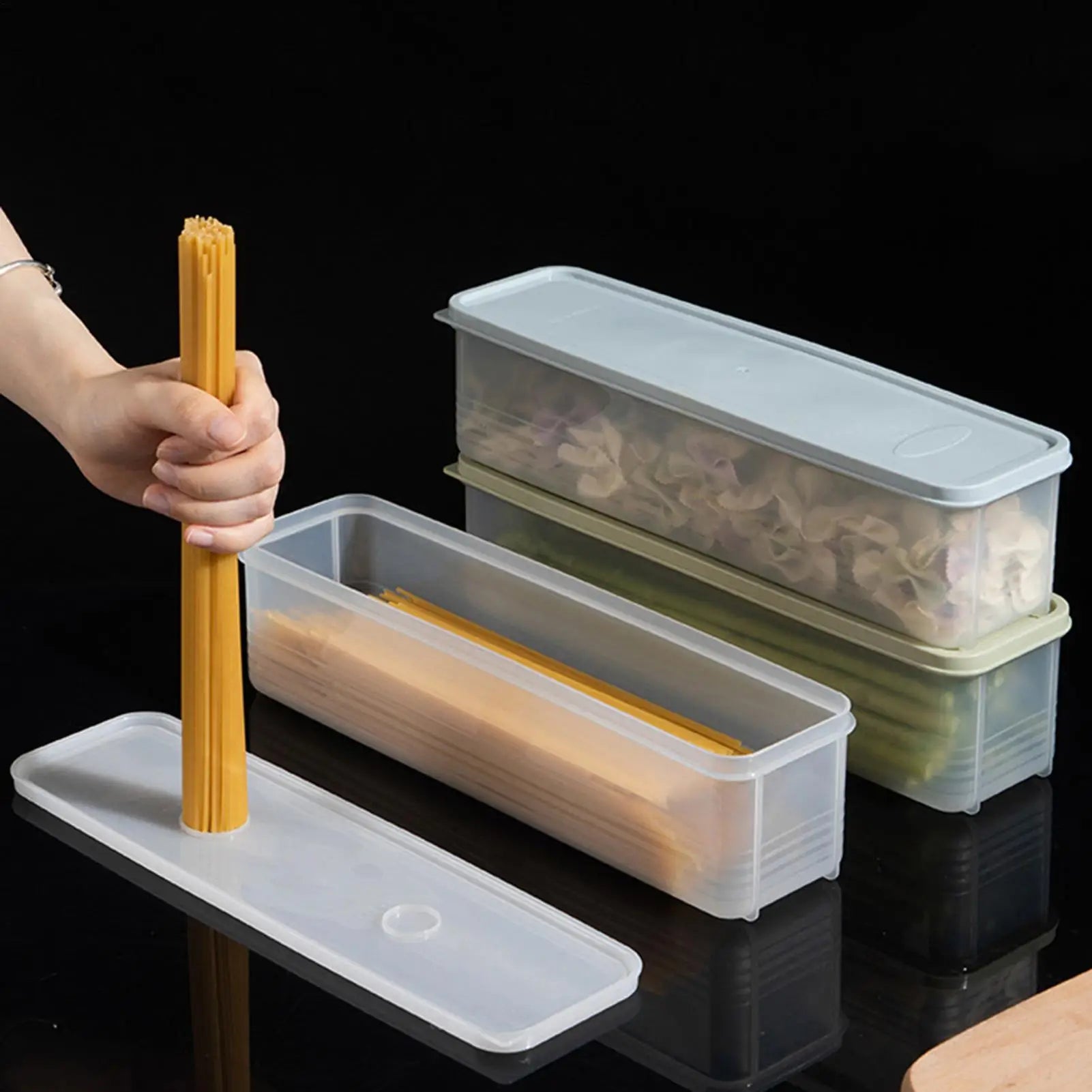 Pasta Container Rectangular Clear Spaghetti Container Organizer Stackable Spaghetti Container Airtight Containers Pasta Storage Oasis Select