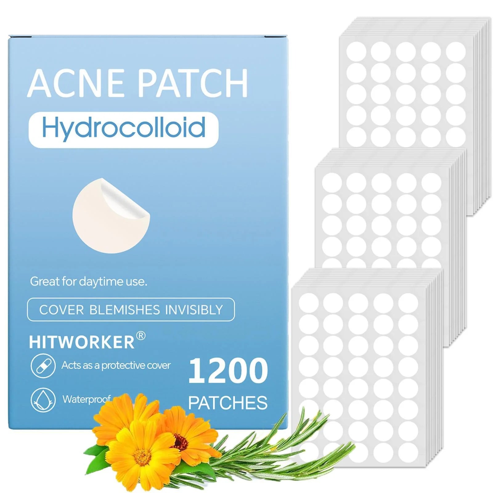 1200 PCS Transparent Acne Patches, Gentle and Non-Irritating, Cover Acne and Pimples, Ultra-Thin, Water-Resistant Oasis Select 1200pcs