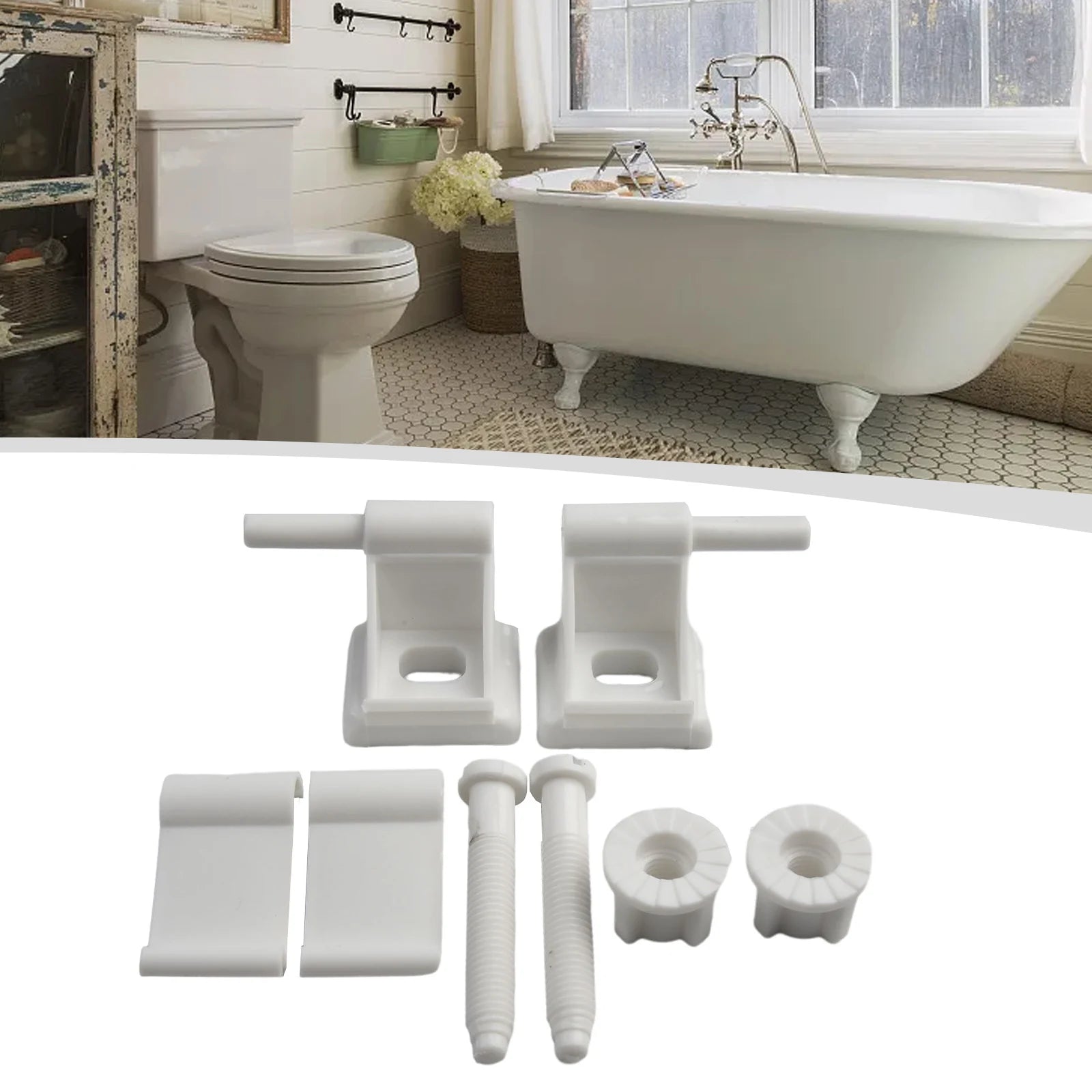 1pair Plastic Toilet Seat Hinge Bolts Screw Fixing Fitting Kit Toilet Lid Hinge Replacement Parts Bathroom Accessories Oasis Select