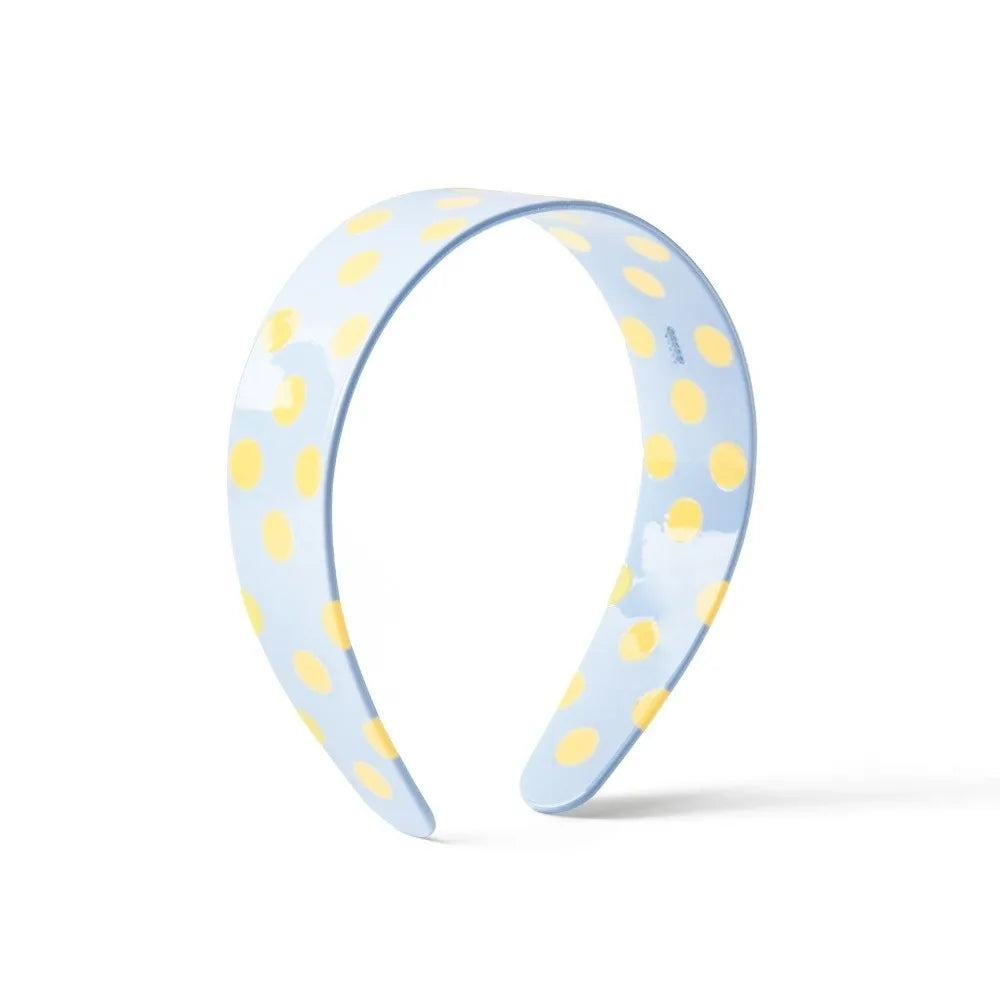 New Colorful Polka Dots Headband Boho Elastic Acetate Hair Bands Black Wide Hair Hoop Hair Accessories Oasis Select Blue