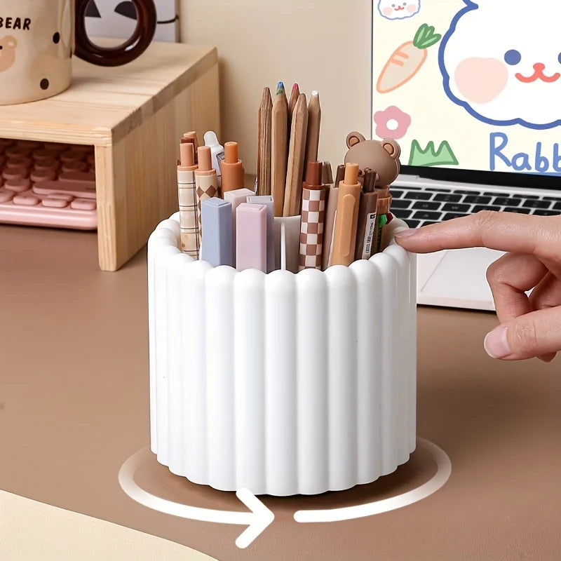 Modern Minimalist 360° Rotating Desk Organizer Pen Holder - Space-Saving, Multi-Functional Office Supplies - for Home & School Oasis Select