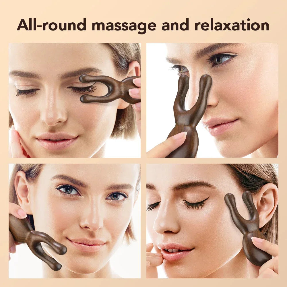 Sandalwood Gua Sha Nose Face Massage Stick – Wooden Tool Facial Massage Tool Oasis Select