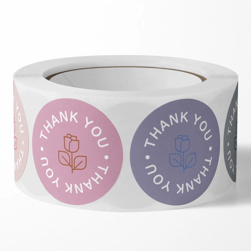 500pcs/roll Rose Sticker Thank You, Sticker Label Gift Gift Wrap Box Seal Sticker Oasis Select