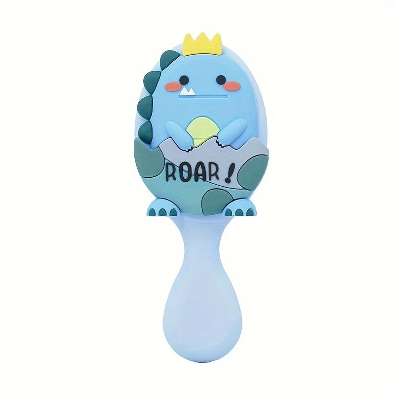 Cute Dinosaur Design Mini Detangling Brush - Air Cushion Scalp Massager for Smooth Hair Oasis Select Blue