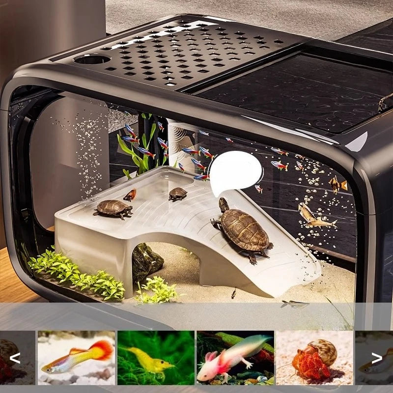 2025 New Household Living Room Fish Tank Ecological Landscape Desktop Small Turtle Tank Plastic Fish Tank Oasis Select
