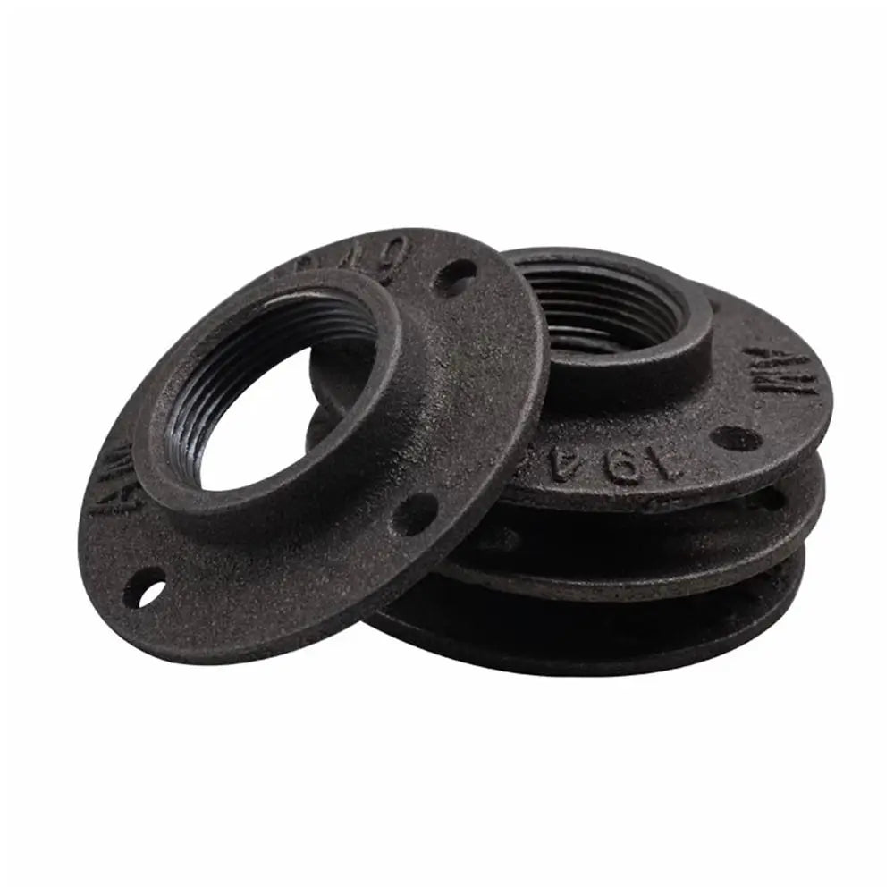 New Painted Floor Flange Black With Threaded Hole Iron Pipe Flange Industrial Vintage style Pipe Fittings Home Oasis Select