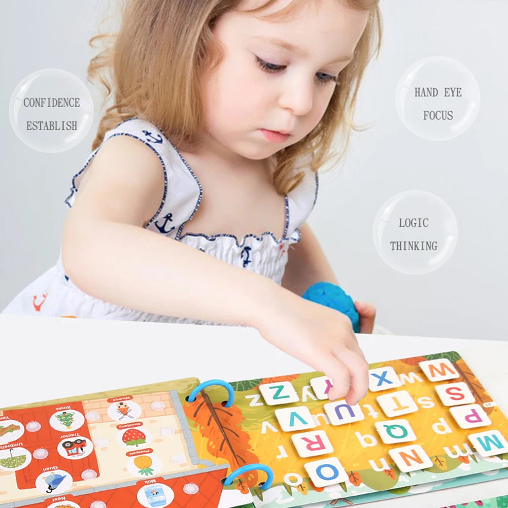 Kids Farm Letter Busy Book – Reusable Montessori Sticker Toy