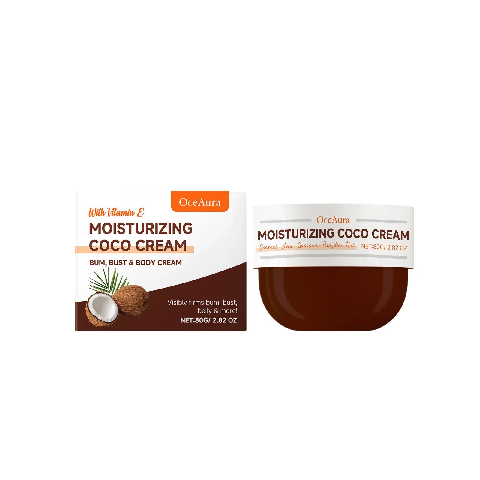 OCEAURA Coconut Oil Body Moisturizing Cream Relieve Dryness Enhance Elasticity Firm Skin Improve Dullness Coconut Oil Care Cream Oasis Select 80g Boxed