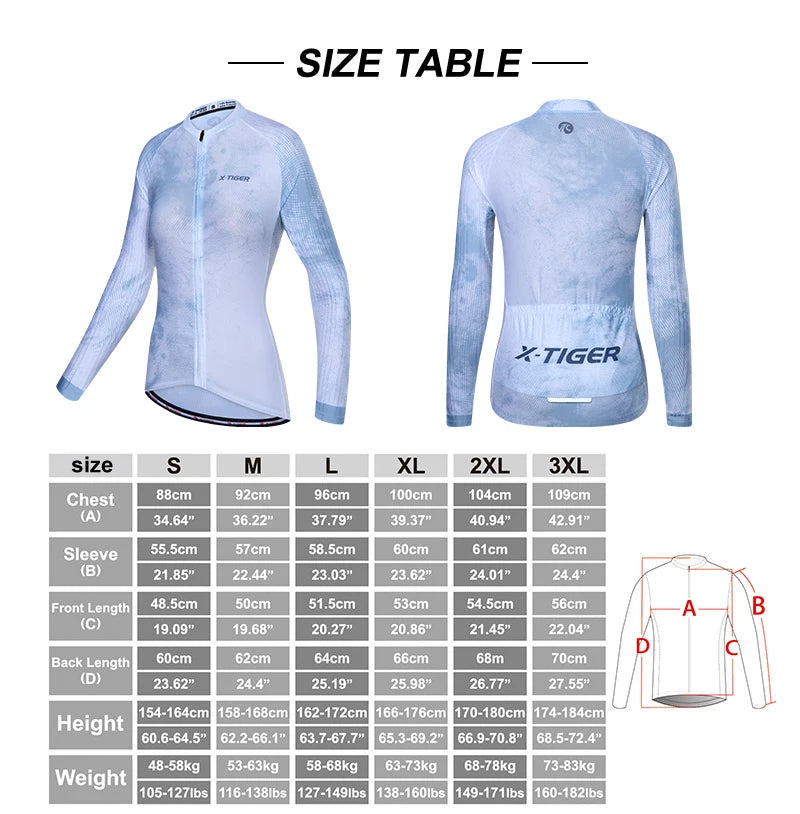 X-Tiger Woman's Cycling Jerseys Spring Long Sleeve Breathable Bike Clothes Maillot Ropa Ciclismo Hombre Bicycle Cycling Clothing Oasis Select