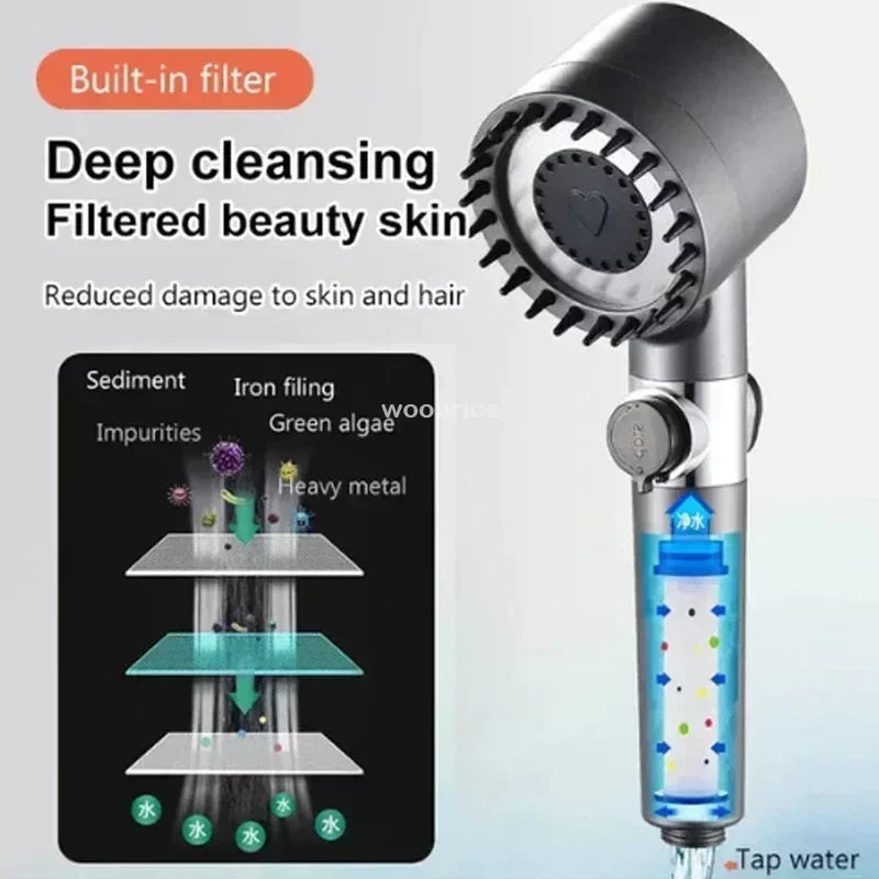 Strong Current Shower Head Powerful High Pressure Shower Head Adjustable Spray Massage Rain Faucet Shower Set Bathroom Oasis Select