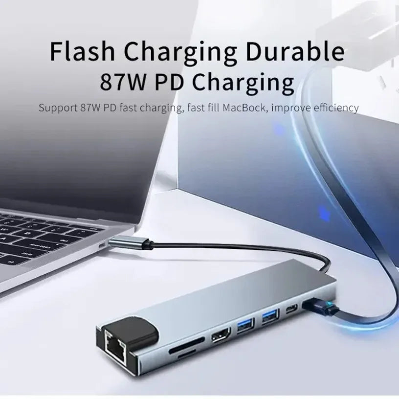 USB C HUB Type C Splitter Thunderbolt 3 Docking Station Laptop Adapter With For Macbook Air M1 iPad Pro RJ45 HDMI-compatible Oasis Select