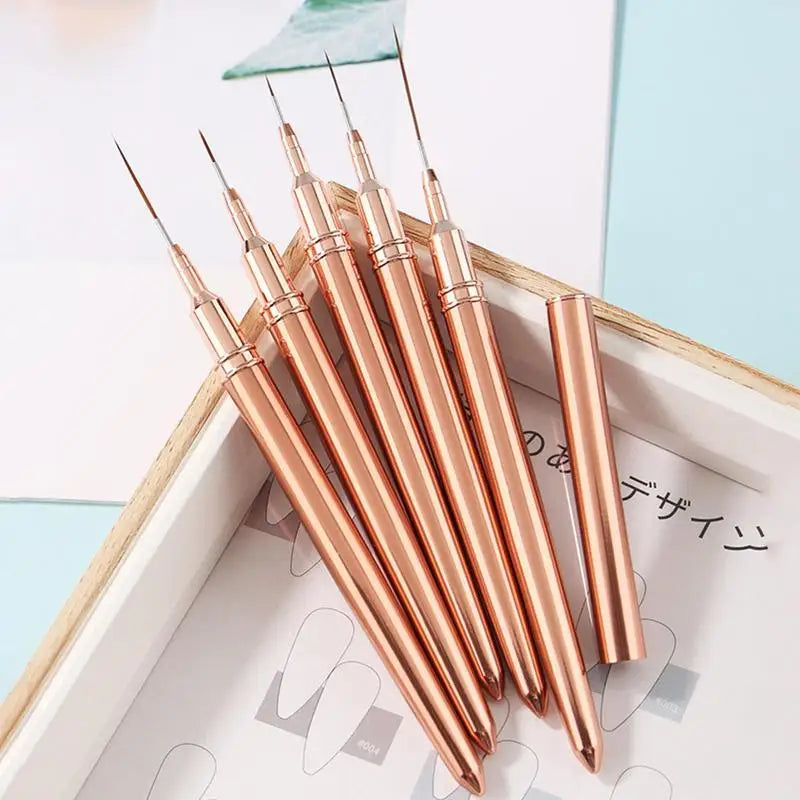 Nail Art Liner Brushes 5 Pcs Striping Nail Art Brushes Fine Liner Brush 5/8/13/20/25mm Detail Drawing Brush Painting Art Design Oasis Select