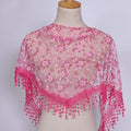 Gifts Triangle Lace Veil Headscarf Floral Breathable Women's Small Floral Scarf Lace Triangle Veil Sequined Gauze Scarf Oasis Select Rose Red
