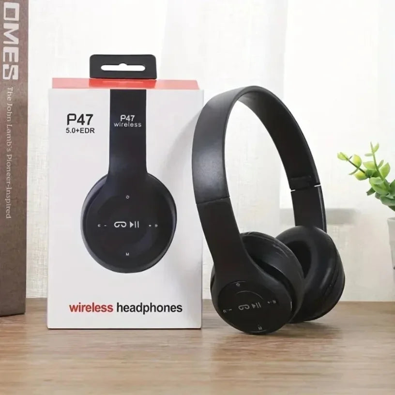 Stereo P47 Headset 5.0 Bluetooth Headset Folding Series Wireless Sports Game Headset for iPhone 16 15 14 13 12 Pro Max XiaoMi Oasis Select