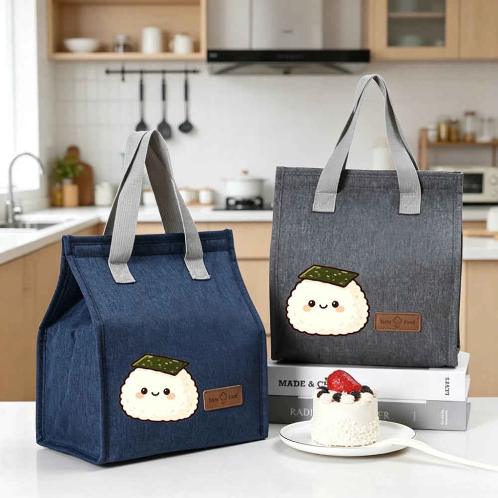 Kawaii Onigiri Print Insulated Lunch Bag Waterproof Oxford Thermal Cooler Tote Bag for School Work Camping Oasis Select