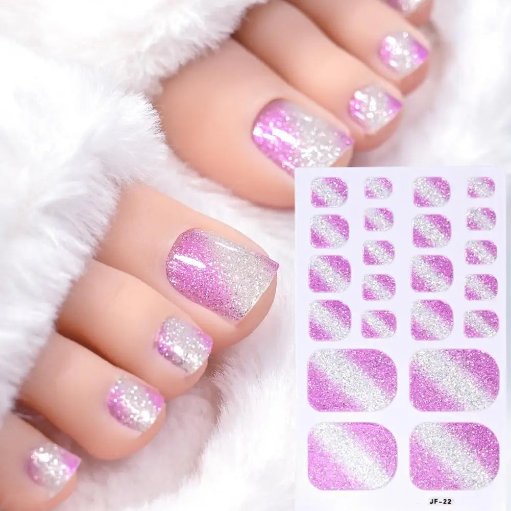 Gradient Glitter Toenail Stickers – Full Nail Wraps & Polish Strips Toenail Wrap Stickers Oasis Select NL-JF-22