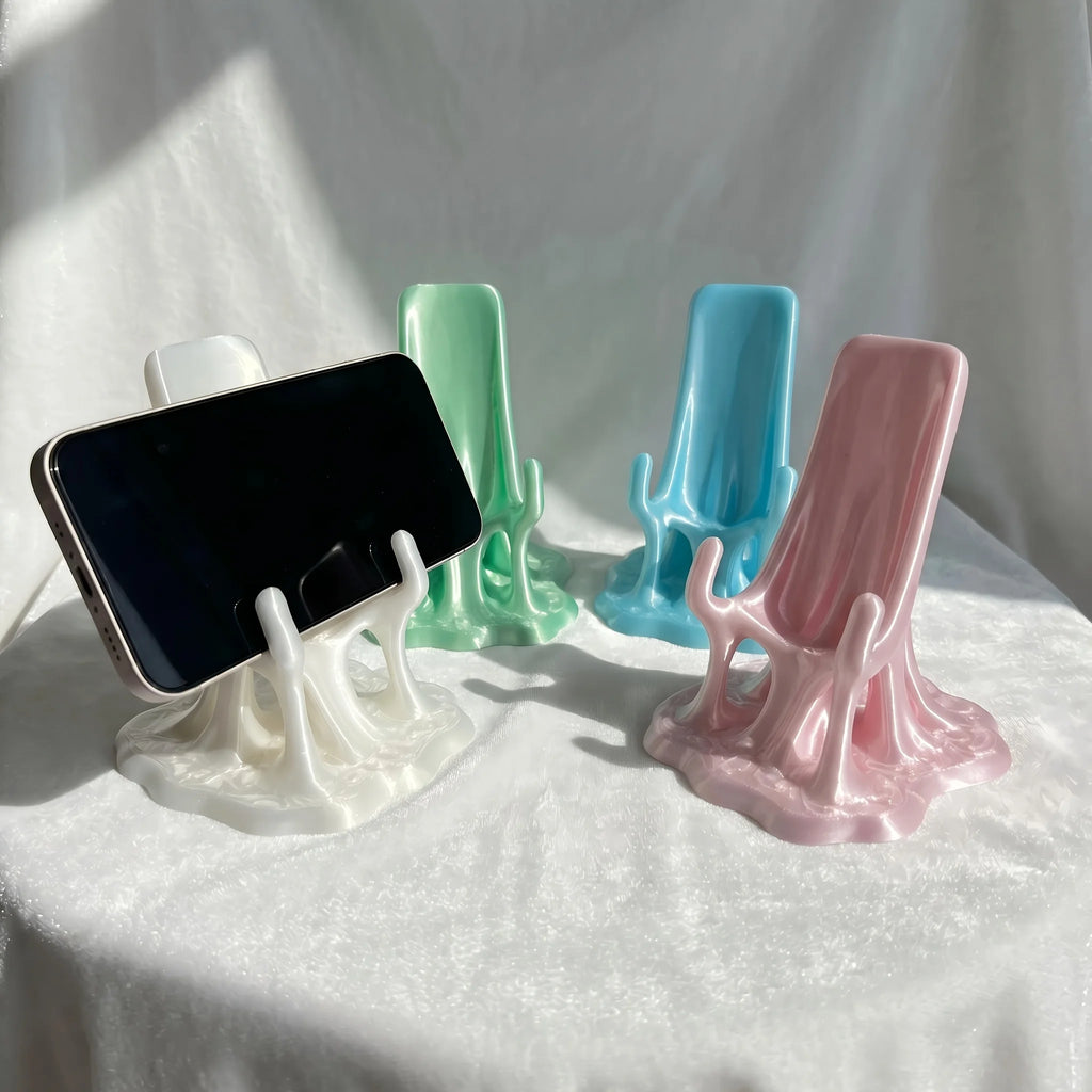 Melting Liquid Fluid Phone Stand 3D Printed Portable Desktop Cell Phone Holder Mobile Cradle Home Office Kawaii Table Decor Gift Oasis Select