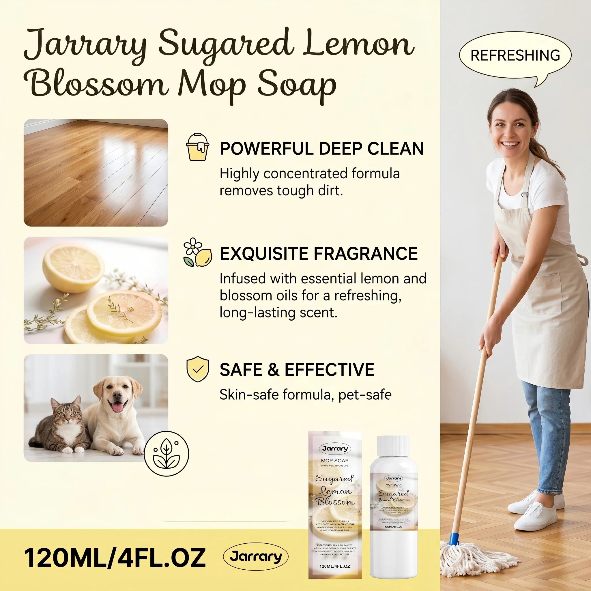 Mop Soap Floor Cleaner for Tile Hardwood and Laminate Cuts Grease and Grime Long-Lasting Fresh Scent Pet-Friendly Floor Cleaning Oasis Select