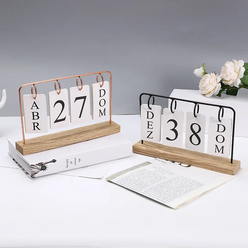 Creative Desk Decoration Mini Wooden DIY Calendar Tabletop Wooden Desk Calendar Crafts Holiday Decoration Oasis Select