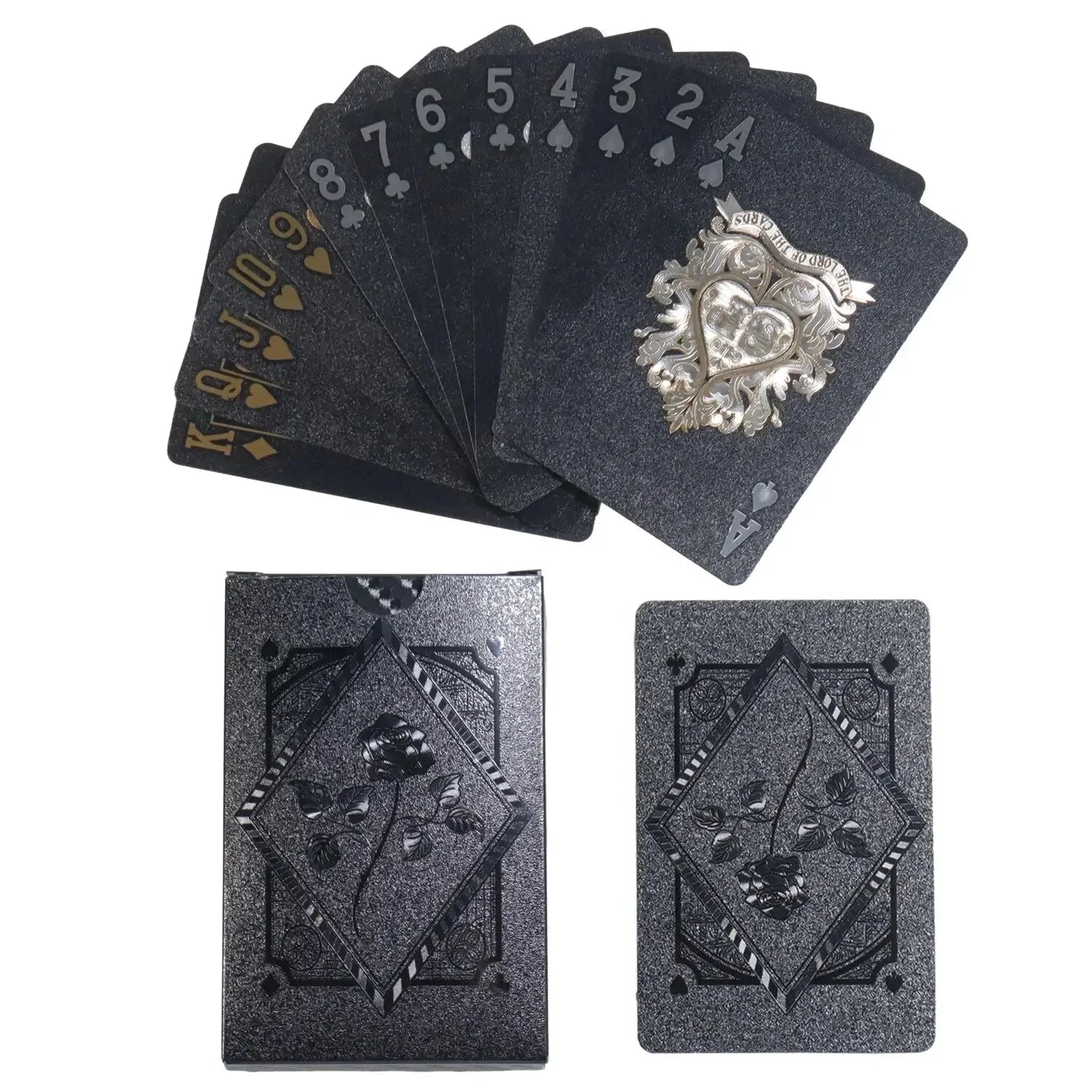 Black Rose Deck Poker Frosted Waterproof Plastic Playing Cards Texas Poker Collection Commemorative Chess Practical Party Gift Oasis Select Black Rose
