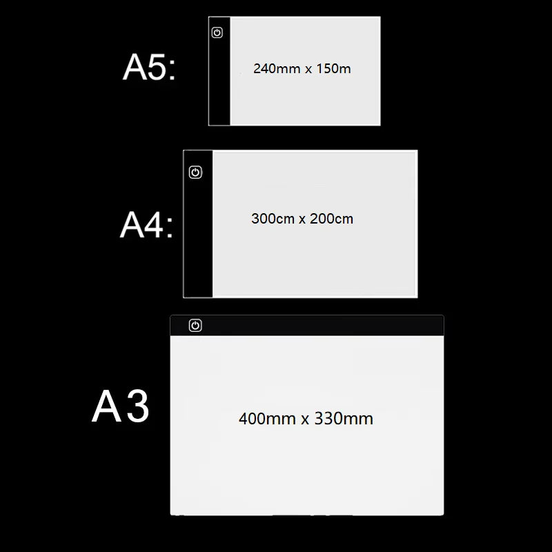 A3/A4/A5 Three Level Dimmable Led Light Pad Drawing Board Pad Tracing Light Box Eye Protection Easier for Diamond Painting Oasis Select