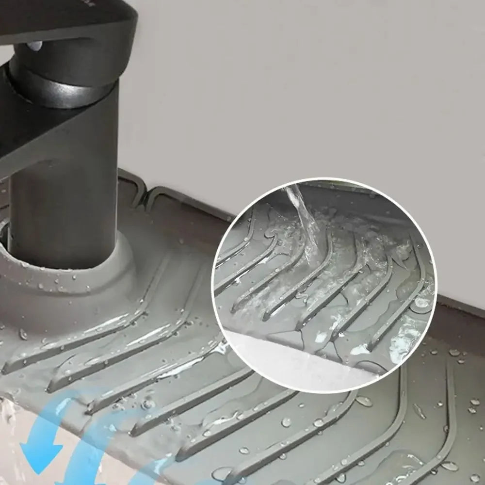 Durable Silicone Sink Splash Guard Foldable Splashproof Faucet Mat Multi-functional Flexible Sink Tray for Kitchen Oasis Select