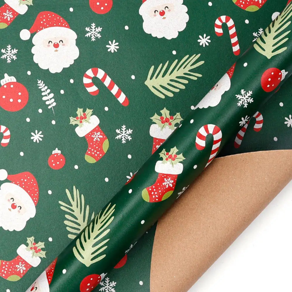 1roll Gift Wrapping Paper ChristmasTree Santa ClausWrapping Paper Birthday Gift Wrapping Paper Christmas Wrapping Paper Handmade Oasis Select Style 2