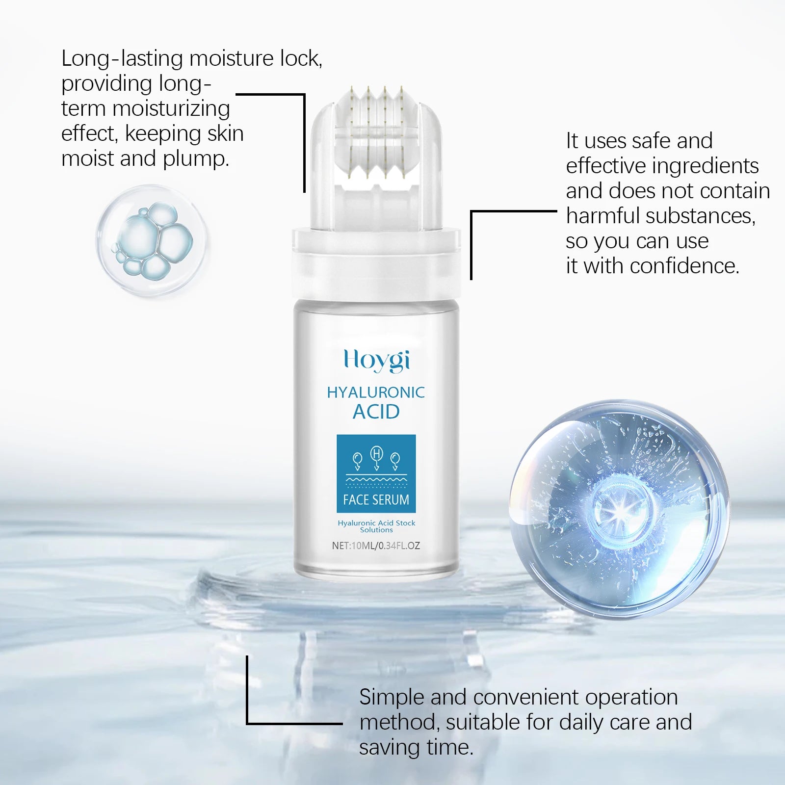 0.25mm Micro Needle Essence Hyaluronic Acid Microneedle Roller Facial Serum Hydrating Brightening Pore Refining Beauty Skin Care Oasis Select