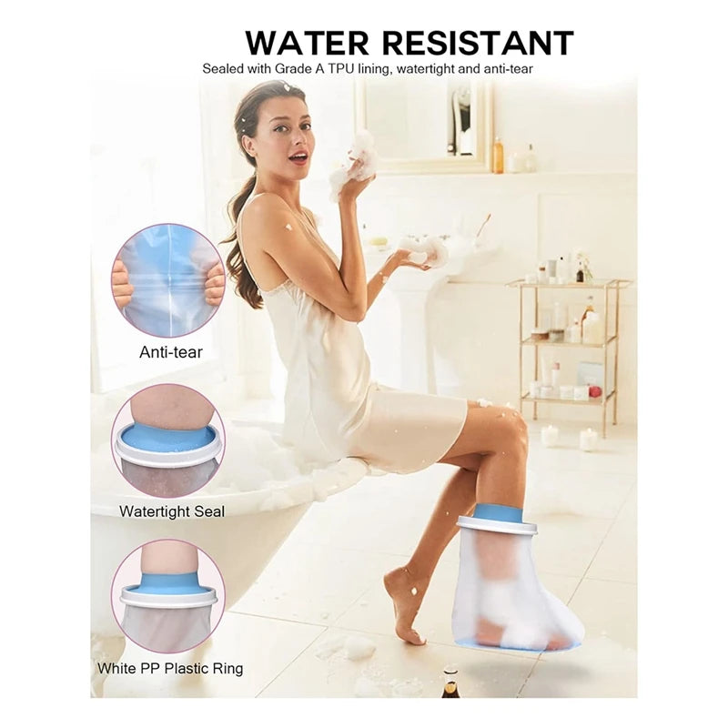 WISH Waterproof Foot Cover For Shower Adult, Foot Cast Covers With Non-Slip Padding Bottom, Watertight Foot Cast Protector Oasis Select