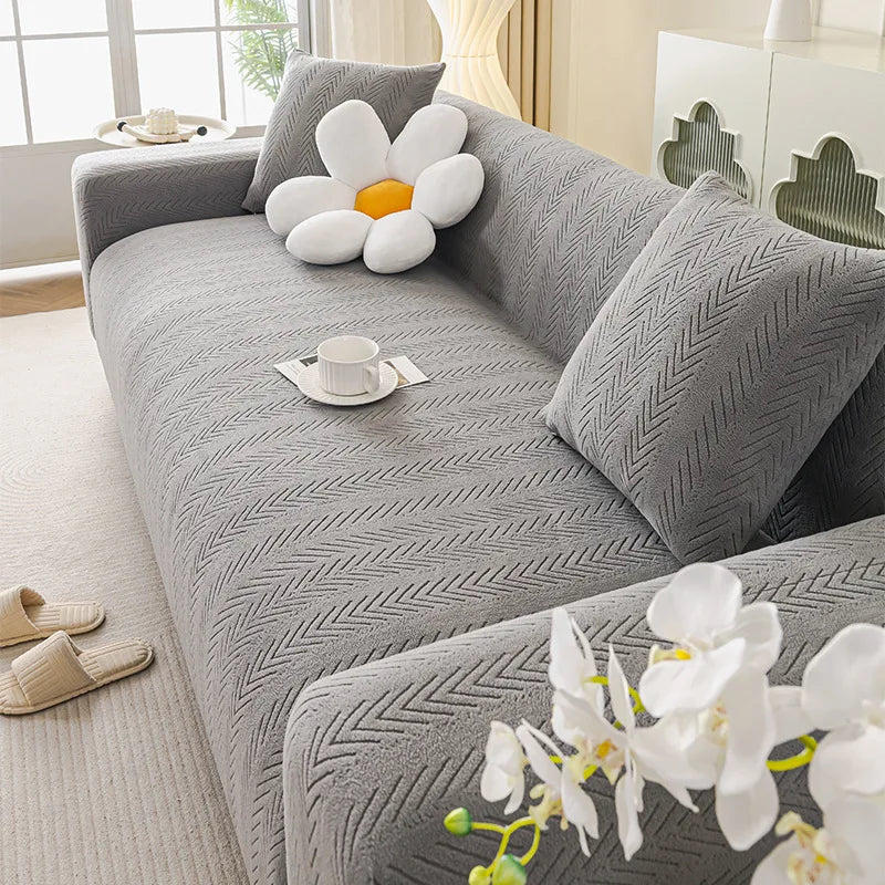 Cream-style Cat Scratch-resistant Elastic Sofa Cover Full Package All-season New Anti-slip Sofa Seat Cushion Sofa Covers Oasis Select Gentleman Grey 2 person 145-185cm