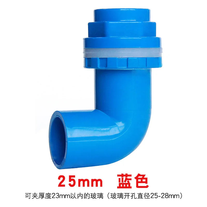 5pcs Elbow Drainage Connector Fish Tank OverflowI.D20~50mm PVC Aquarium Joints Water Inlet Outlet Supply Pipe DIY Drain Fittings Oasis Select Blue 25mm 5pcs
