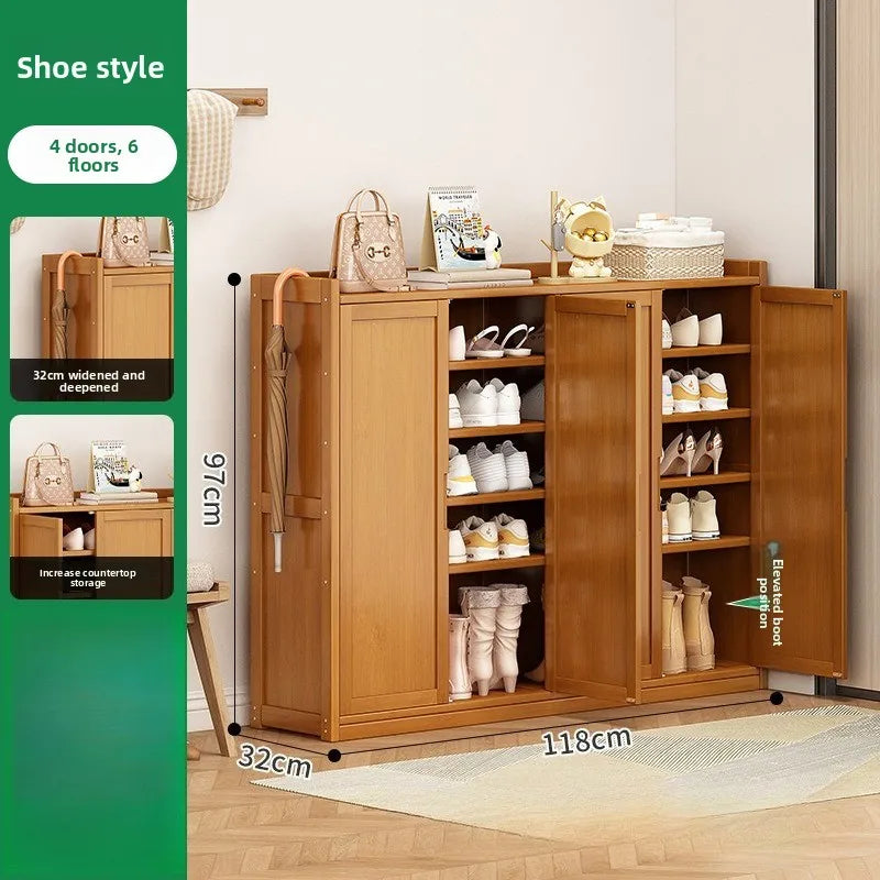 Durable Shoe Cabinet, Nanzhu Shoe Rack At The Entrance Of The Home, Storage Artifact, Space-saving And Dust-proof Entry Oasis Select 4 Door-6