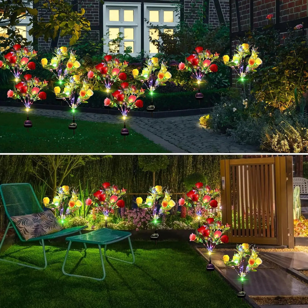 LED Gardenia, Rose, Lily Solar Outdoor Artificial Lantern, Garden Decoration, Lawn Lantern, Grass Atmosphere Light Oasis Select
