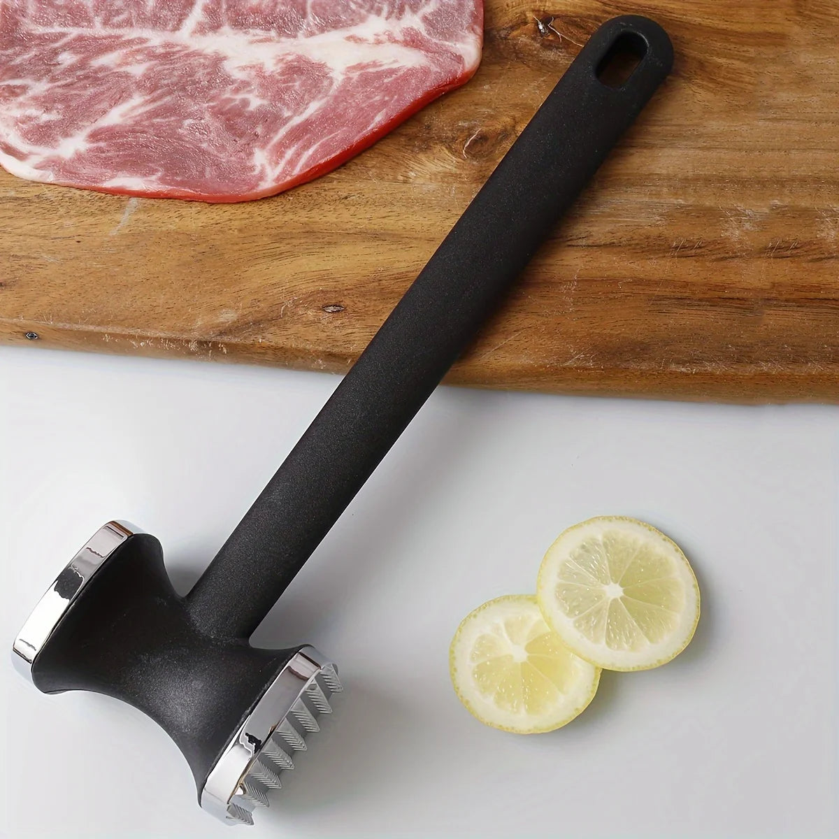 1pc Stainless Steel Meat Hammer, 201 Ergonomic Kitchen Tool for Tenderizing Meat - Durable Handle for Home & Outdoor Cooking Oasis Select