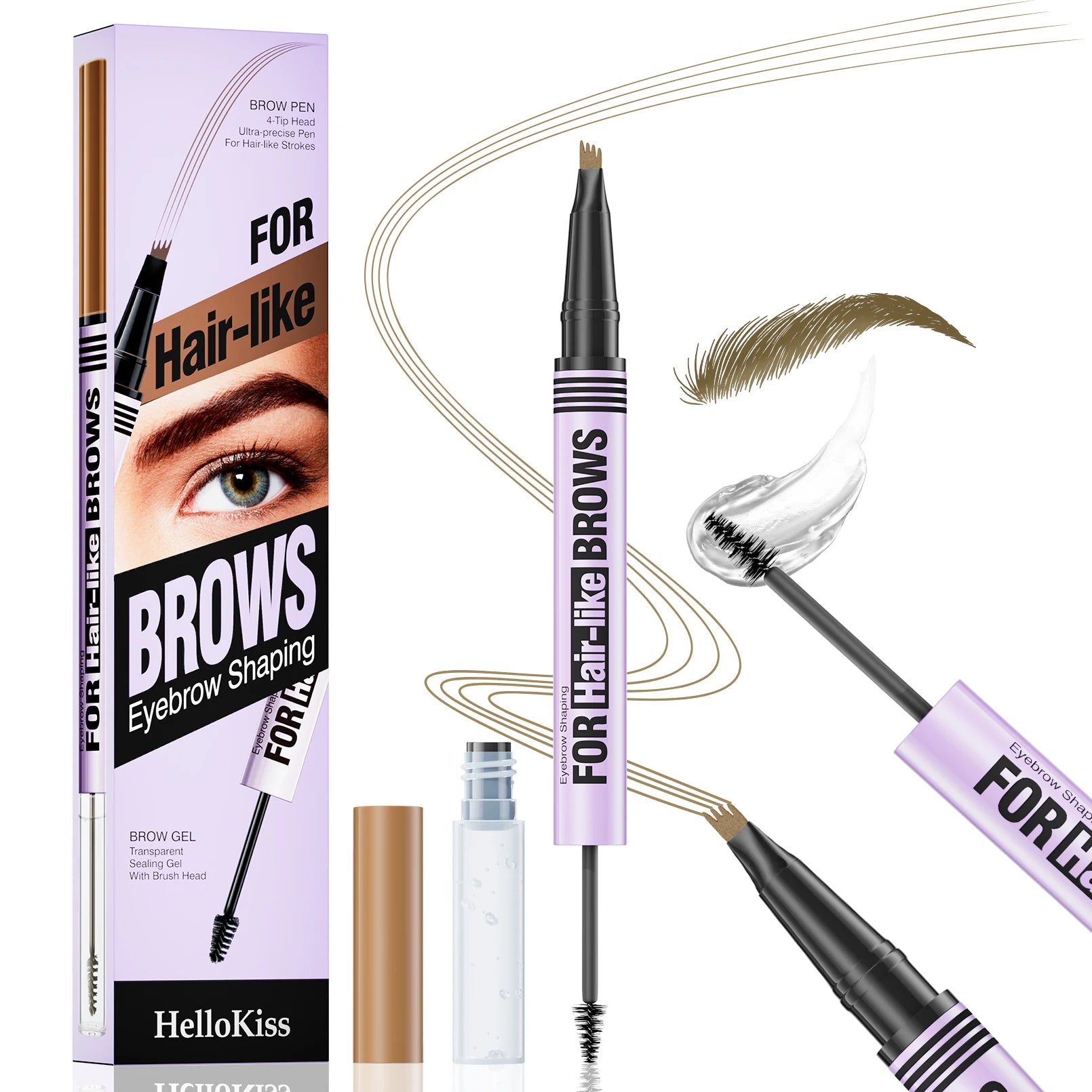 Hello Kiss Double-Ended Waterproof Eyebrow Pencil | Long-Lasting