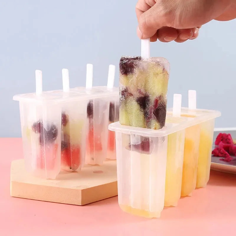 4-Cavity BPA-Free Popsicle Mold with Lid – Easy-Release Ice Cream