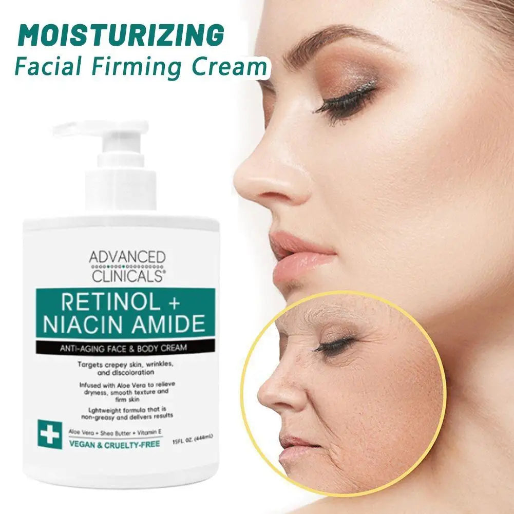 444ml Advanced Clinicals Retinol + Niacinamide Anti-Aging Cream Face & Body Vegan Cruelty-Free, With Aloe Vera & Shea Butter Oasis Select