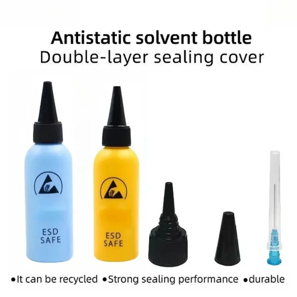 Anti-static Solvent Bottle Plastic Liquid Alcohol Bottle Rosin Washing Plate Adhesive Bottle with Dispensing Needle Repair Tool Oasis Select