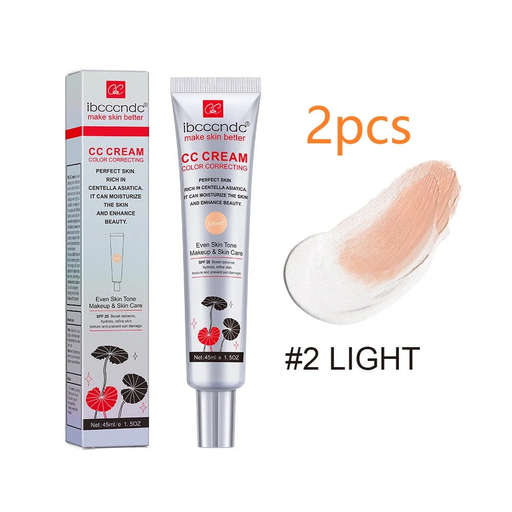 45/15ml Color Correcting CC Cream Moisturizing Waterproof Sweat-proof Makeup Before Concealer Lasting Makeup Change CC Cream Oasis Select 2pcs Light