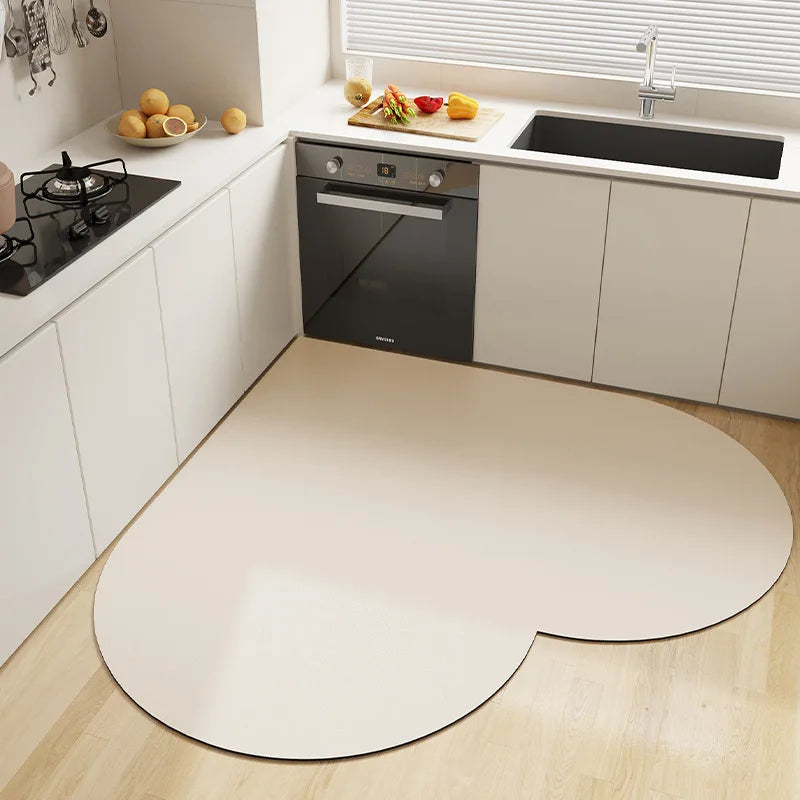 Absorbent Corner Kitchen Floor Mat Long Fan Diatomite Kitchen Rug Soft Washable Carpets Anti Slip Bathroom Entrance Doormat Oasis Select H 100X100cm