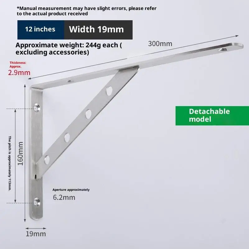 2-Pack Heavy-Duty Stainless Steel L-Shape Wall Angle Brackets