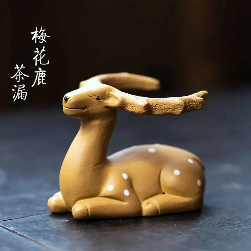 Zisha Tea Pet Plum Blossom Deer Tea Strainer Ornament Animal Tea Strainer Tea Holder Tea Accessories Table Oasis Select