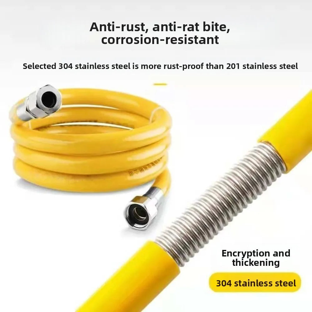 Explosion Proof Natural Gas Pipe 0.5/1/1.5/2/2.5m Armored Stove Gas Line Rodent Proof Flexible Steel Gas Dryer Hose Kit Oasis Select