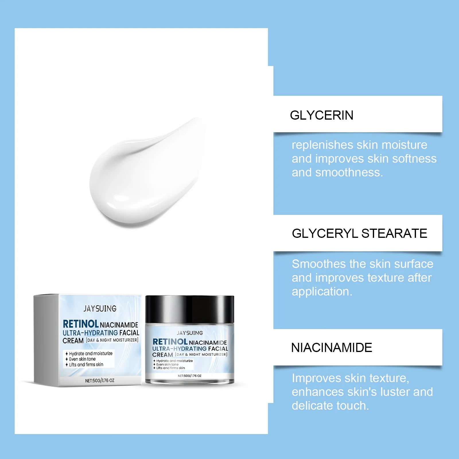 Nicotinamide Face Cream Improve Sagging Dry Skin Anti-Wrinkle Enhances Luster Reduce Dullness Dark Spots Hydrating Facial Cream Oasis Select