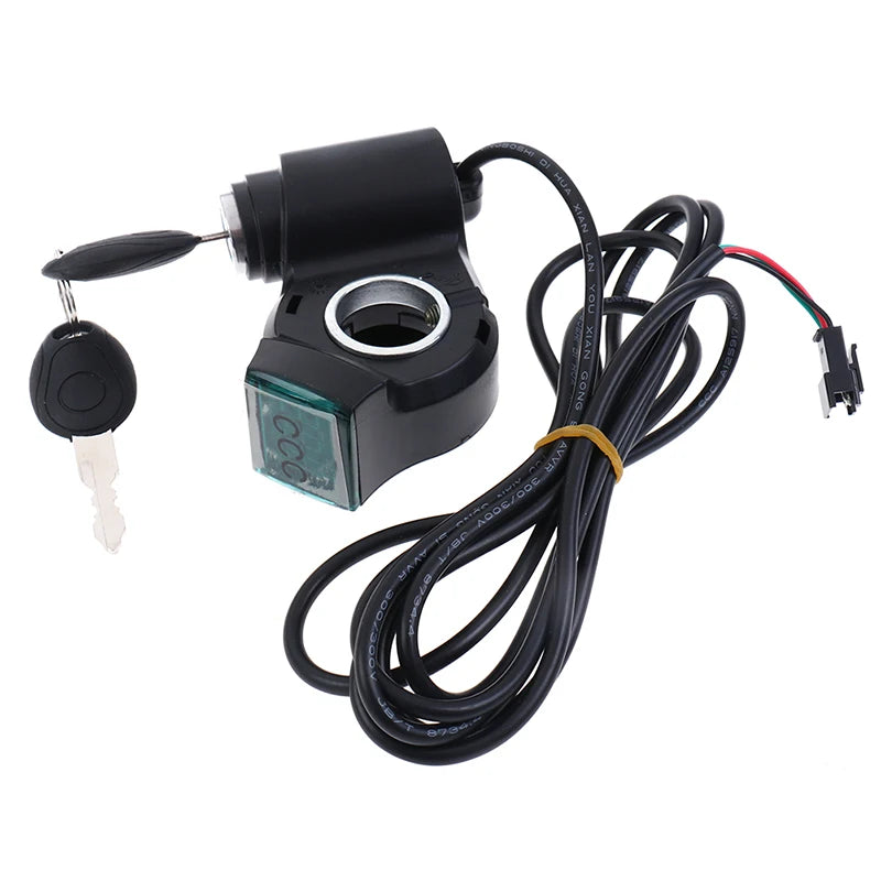 Electric Bicycle Thumb Throttle Voltmeter Digital Voltage Display Switch Power With Key Lock E-Bike Finger Thumb Throttle Oasis Select